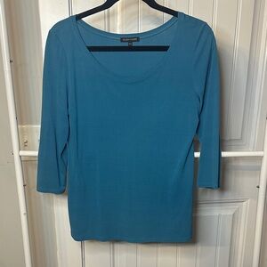 Eileen Fisher 100% Silk Size Small Teal Long Sleeve Top